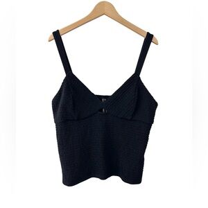 By Anthropologie women’s smocked cut-out tank top XL black smocked